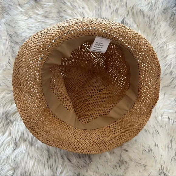 Woven Straw Hat with Attached Leopard Print Scarf - Picture 4 of 6